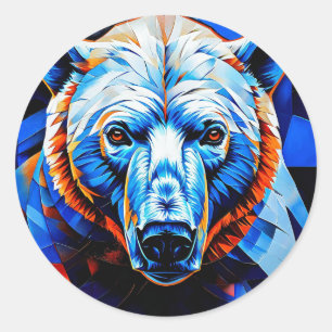 Sticker Rond Verre coloré ours