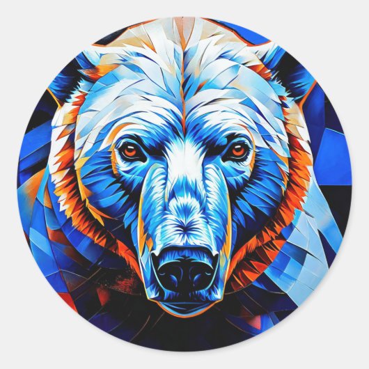 Sticker Rond Verre coloré ours (Devant)