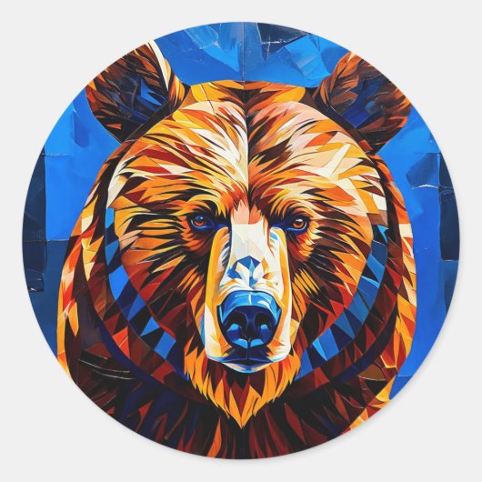 Sticker Rond Verre coloré ours (Devant)