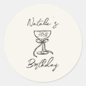 Sticker Rond Verre de champagne de Bow de 30e Main Rétro Annive (Devant)