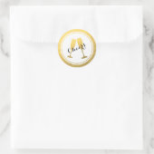 Sticker Rond Verre de Champagne de Faux Gold (Sac)