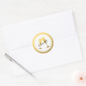 Sticker Rond Verre de Champagne de Faux Gold (Enveloppe)