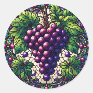 Sticker Rond Verre de raisins