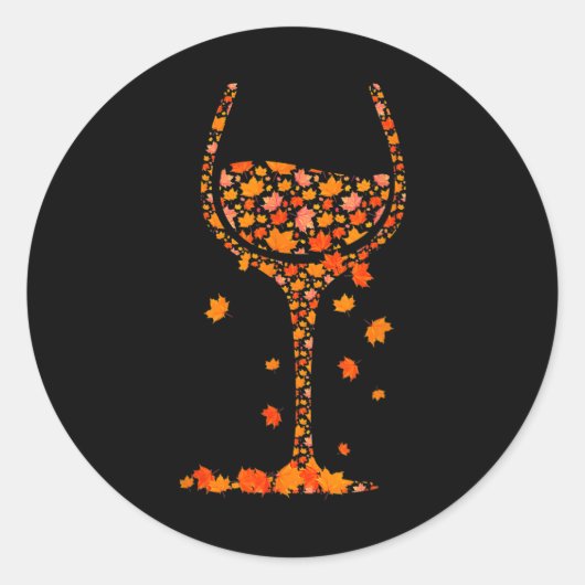 Sticker Rond Verre De Vin Feuille D'Érable Automne Automne Chau (Devant)