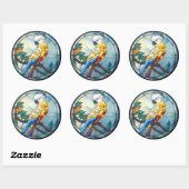 Sticker Rond Verre doux Cockatoo blanc Parrot Bird (Feuille)