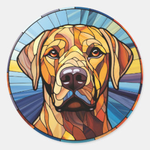Sticker Rond Verre doux Golden Labrador Chien