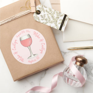 Sticker Rond Verre Rose rose Rosé Fête des mariées Mariage