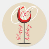 Sticker Rond Verre rouge moderne 60e anniversaire (Devant)