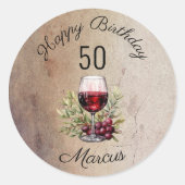 Sticker Rond Verre rouge Olive Aquarelle 50e anniversaire (Devant)