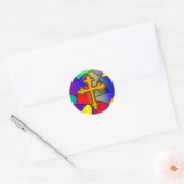 Sticker Rond Verre tendu et croix religieuse (Enveloppe)