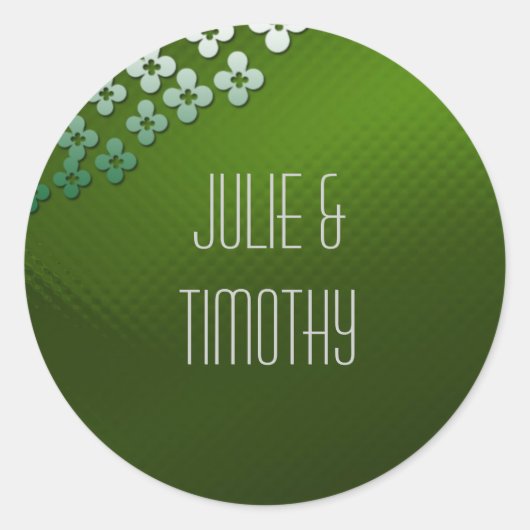 Sticker Rond Verre vert avec fleurs (Devant)