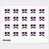 Sticker Rond Verres roses Mustache Retro (Feuille)