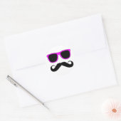 Sticker Rond Verres roses Mustache Retro (Enveloppe)
