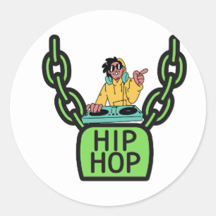 Sticker Rond Verrou de chaîne de DJ Hip Hop Graphique Autocolla