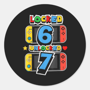 Sticker Rond Verrouillé 6 déverrouillé 7 jeu vidéo d'anniversai
