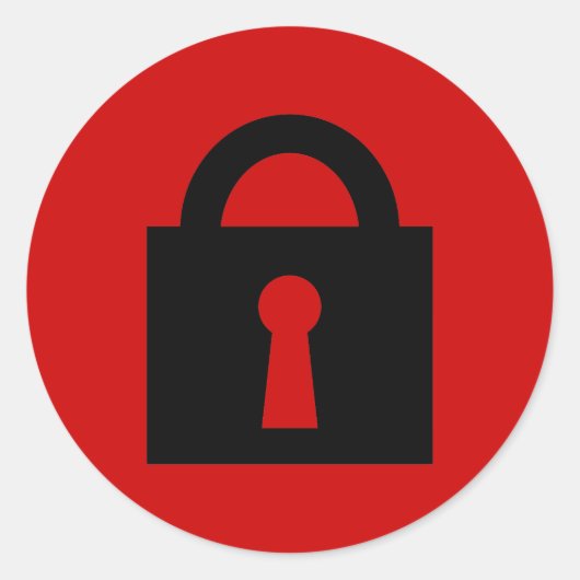 Sticker Rond Verrouiller. Icône Top Secret ou Confidential. (Devant)