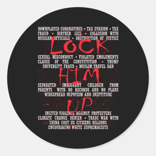 Sticker Rond Verrouillez-le vers le haut Anti-Trump (Devant)