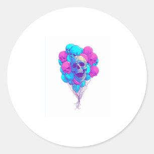 Sticker Rond Vers le haut et l'os � drôle crâne flottant