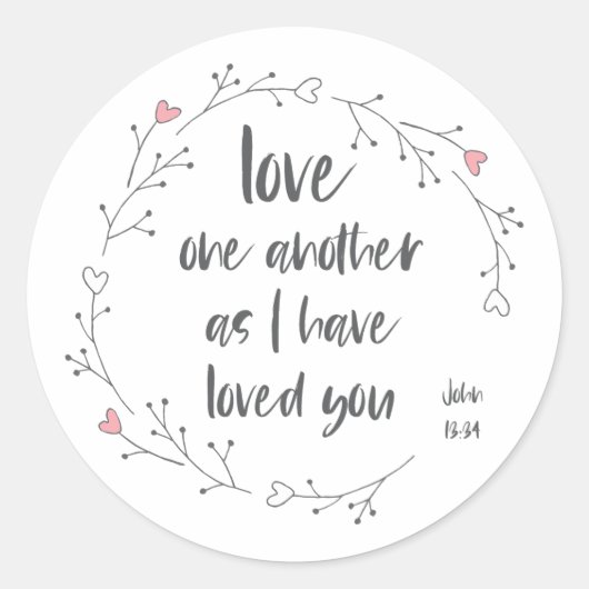 Sticker Rond Verse biblique : Amour mutuel (+ coeurs) (Devant)
