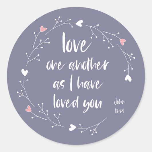 Sticker Rond Verse biblique : Amour mutuel (+ coeurs) (Devant)