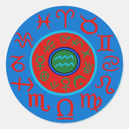 Sticker Rond Verseau Astrologie Zodiaque (Devant)