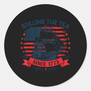 Sticker Rond Verser le Thé Depuis 1773 Vintage 4 Juillet