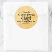 Sticker Rond Verset biblique : Je peux faire tout par le Christ (Sac)