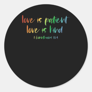 Sticker Rond Verset de la Bible chrétienne L'amour est patient