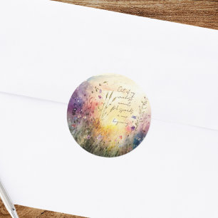 Sticker Rond Verset Fleur sauvage couleur Christian