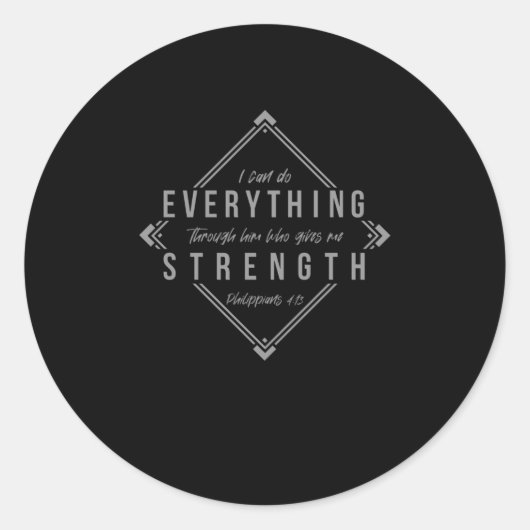 Sticker Rond Verset minimaliste chrétien Philippiens 4:13 (Devant)