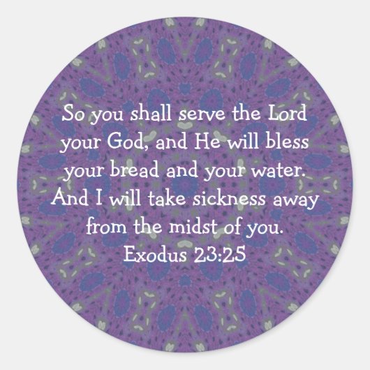 Sticker Rond Versets de la Bible Guérir l'Écriture Citation Exo (Devant)