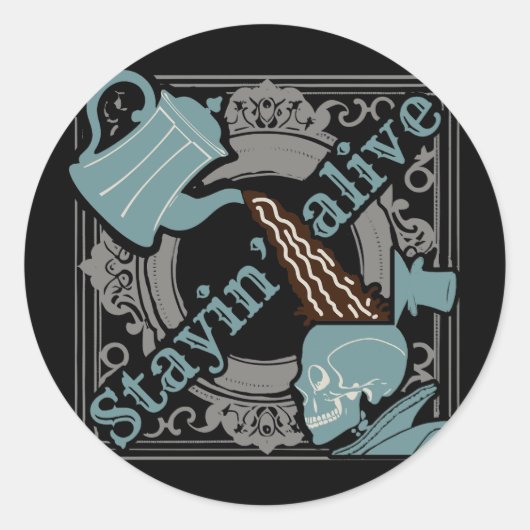 Sticker Rond Versez le café ! (Devant)