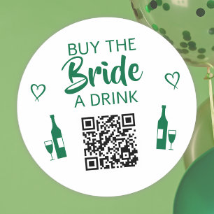 Sticker Rond Vert Acheter la Mariée un Verre Code QR Enterremen