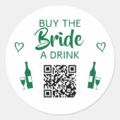 Sticker Rond Vert Acheter la Mariée un Verre Code QR Enterremen (Devant)