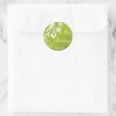Sticker Rond Vert avec blanc Mariage floral Enveloppe Sceau (Sac)