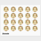 Sticker Rond Vert Baby shower singe (Feuille)
