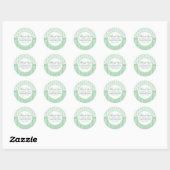Sticker Rond Vert blanc Damas et rayures Mariage Faveur Sceau (Feuille)