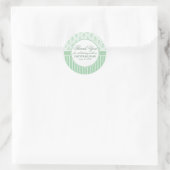 Sticker Rond Vert blanc Damas et rayures Mariage Faveur Sceau (Sac)