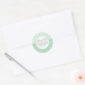 Sticker Rond Vert blanc Damas et rayures Mariage Faveur Sceau (Enveloppe)