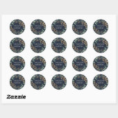 Sticker Rond Vert bleu et or Mariage de verdure (Feuille)