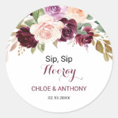Sticker Rond Vert Broussailleux Bourgogne Floral Sip Mariage (Devant)