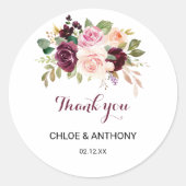 Sticker Rond Vert Broussailleux Bourgogne Merci Floral Favorise (Devant)