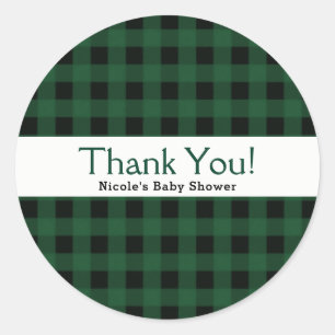 Sticker Rond Vert Buffalo Noir Vérificateur Plaid Campagne Rust
