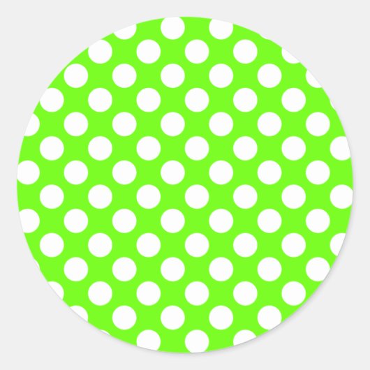 Sticker Rond Vert citron et pois blancs (Devant)