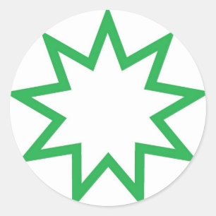 Sticker Rond Vert d'étoile de Bahai