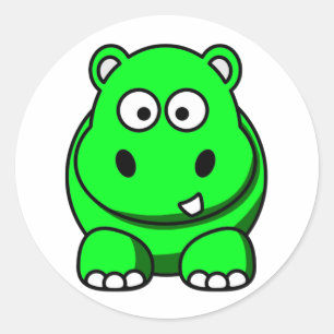 Sticker Rond Vert d'hippopotame