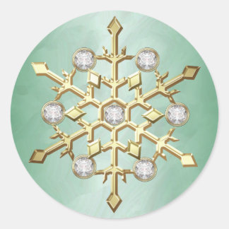 Sticker Rond Vert Diamant Noël Flambeau de neige