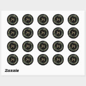 Sticker Rond Vert doré Noir | Gold Christmas Joy (Feuille)