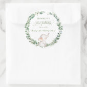 Sticker Rond Vert Eléphant Chic Genre Neutre 1er Anniversaire (Sac)