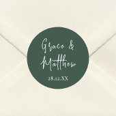 Sticker Rond Vert Émeraude classique Faveur de mariage personna